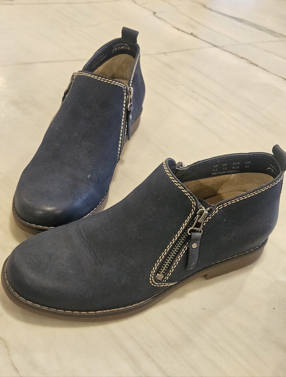Hush Puppies Women's Mazin Cayto Ankle Booties in a midnight navy blue nubuck
